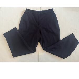 Women's J. Crew Navy Linen Straight Leg Elastic Waist w Front Pockets Size 6P